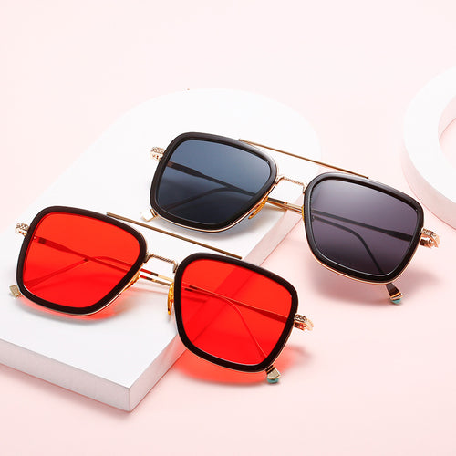 Damen modische quadratische Sonnenbrille mit luxuriösem Metallrahmen Karnz