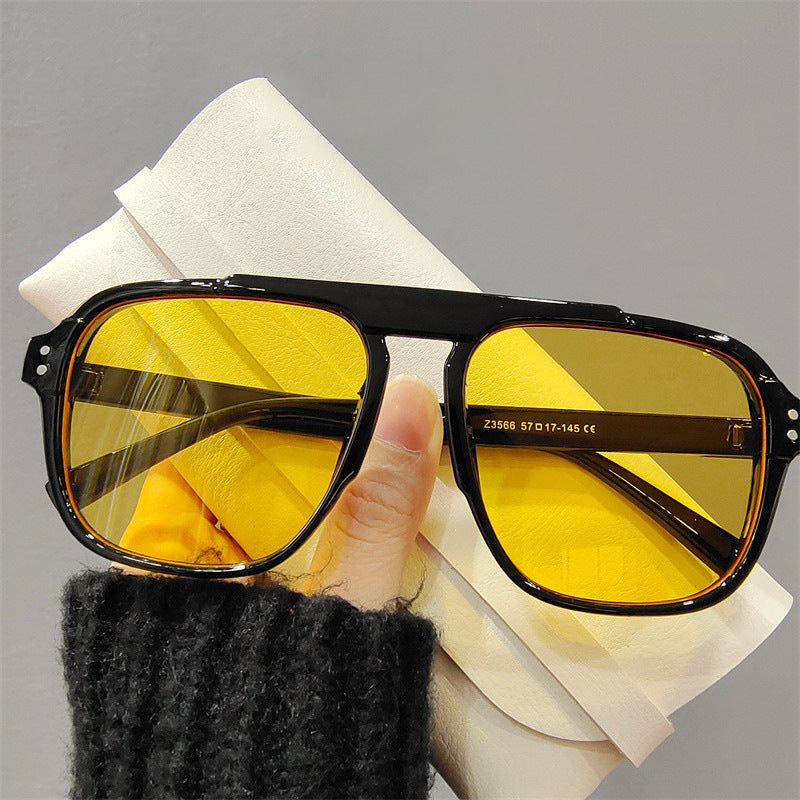 Damen geometrische Sonnenbrille mit polarisierenden gelben Gläsern Karnz
