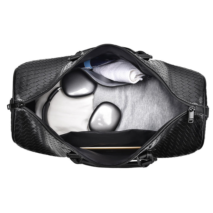 Gewebte Leder Wochenende Reise Duffle Bag Karnz
