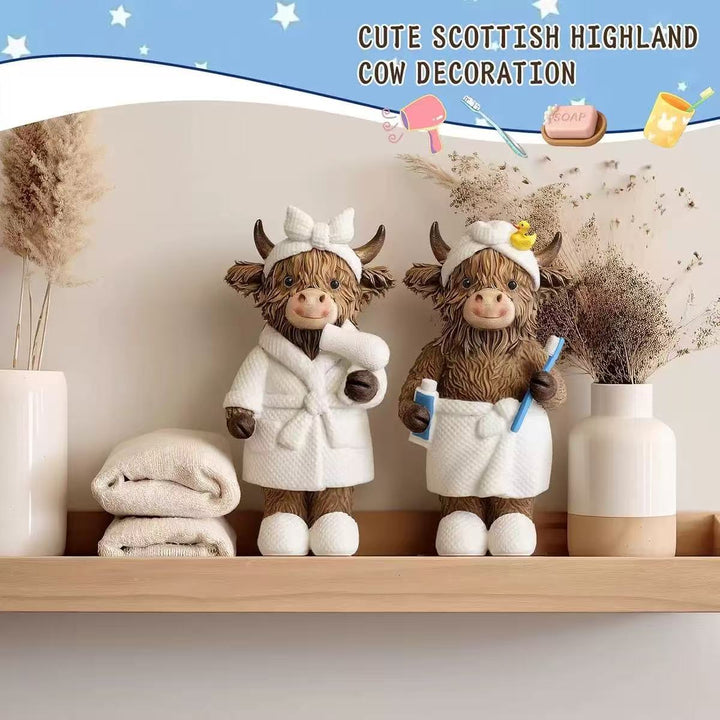 Lustige Highlandrind Badezimmerfigur Karnz