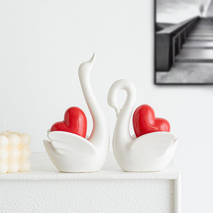 Elegante und romantische Schwäne Dekorationsfigur Karnz