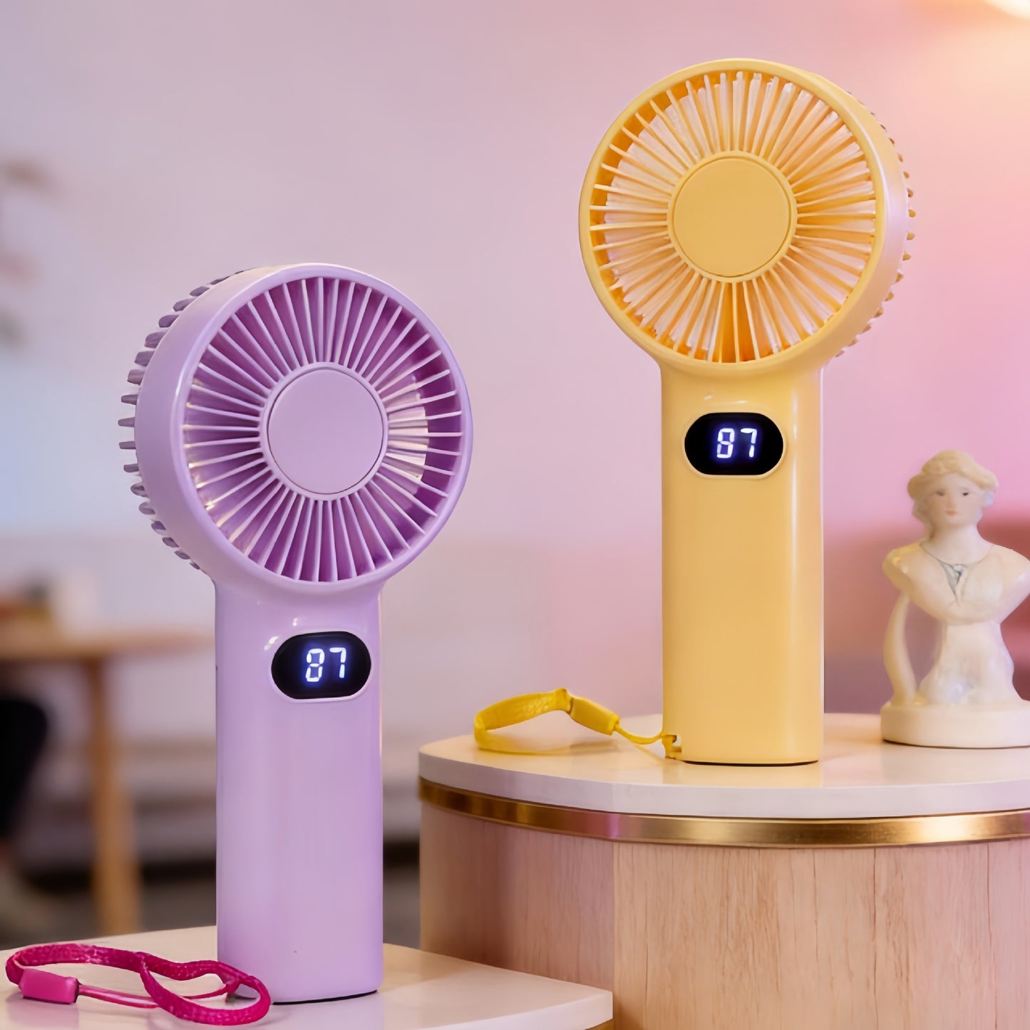 Damen Tragbarer Mini-Handventilator mit LCD-Anzeige Karnz