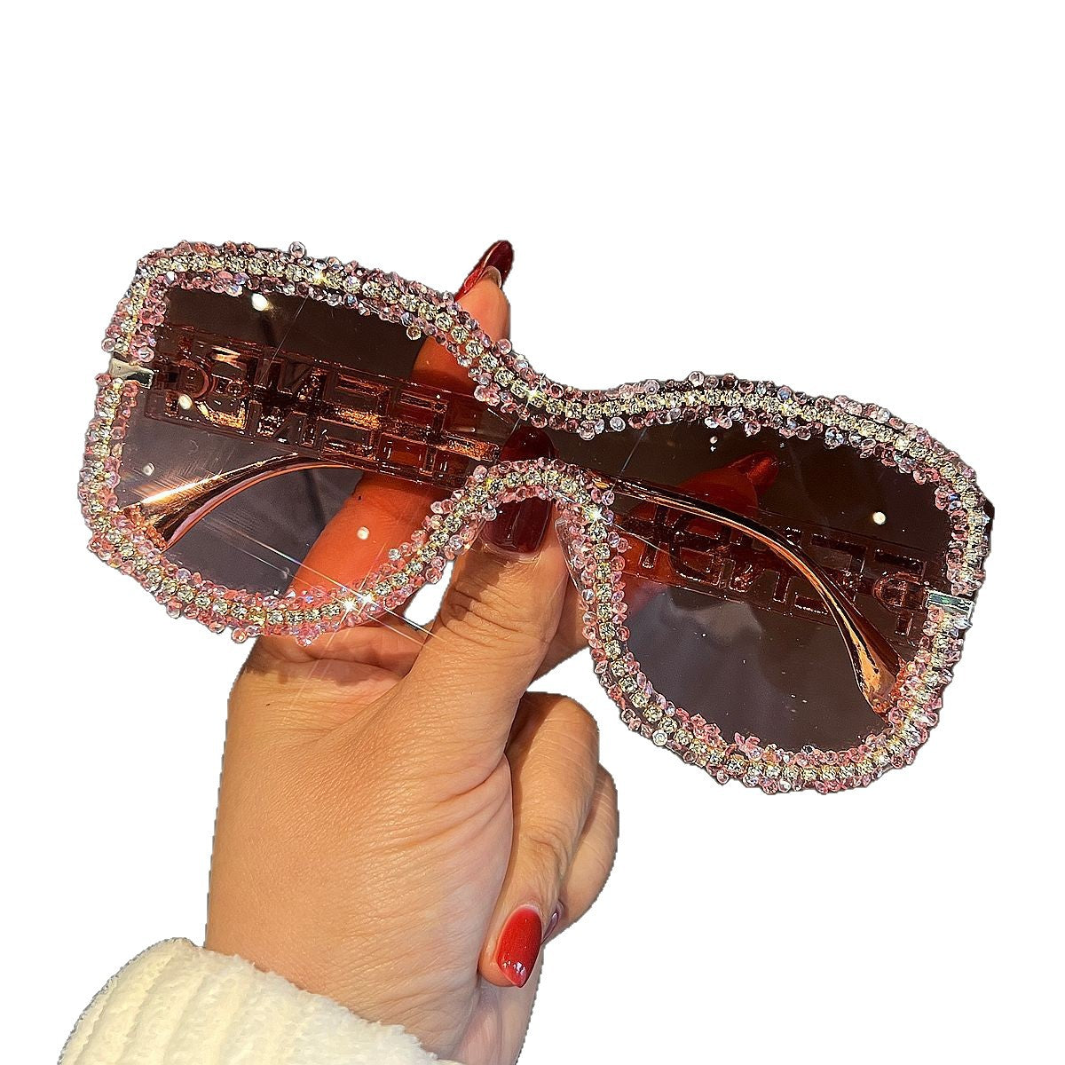 Damen Glamouröse Sonnenbrille mit auffälligem Kristallrahmen Karnz