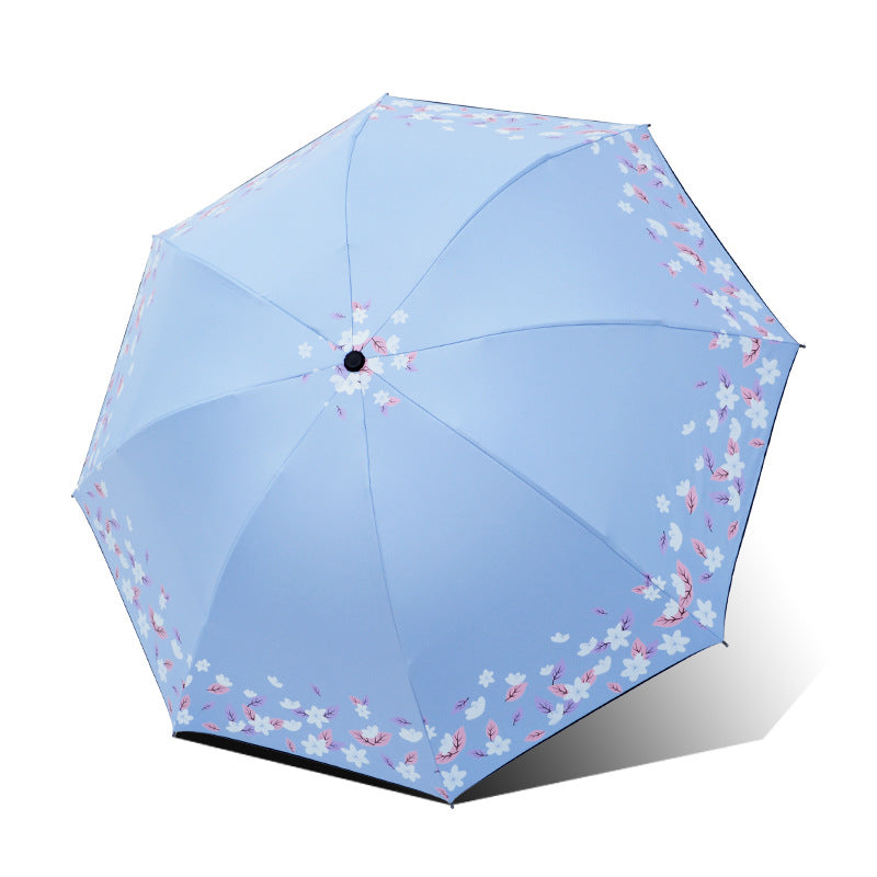 Damen Faltbarer Regenschirm mit floralen Abschlüssen Karnz