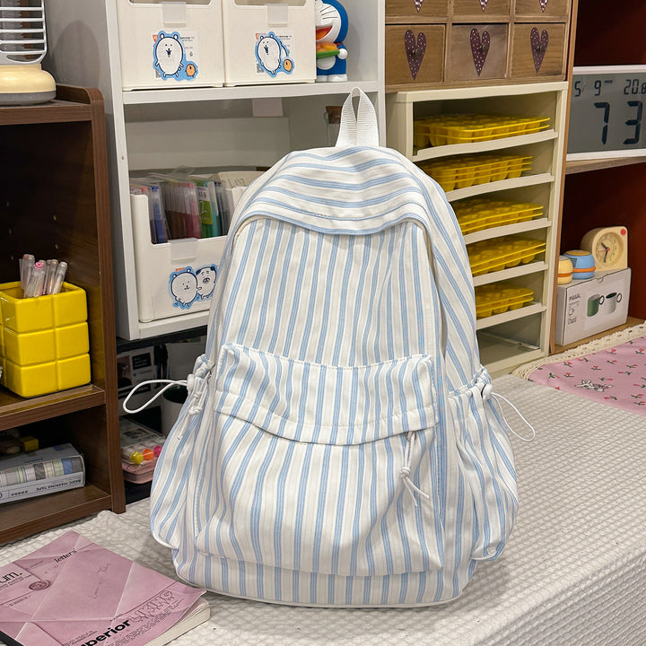 Chic Gestreifter Canvas Rucksack Karnz