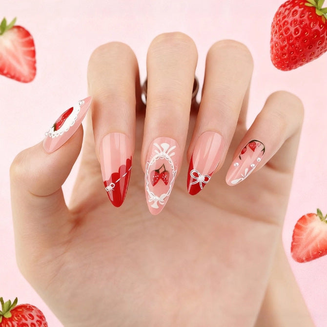 Kreative Erdbeer Nagelkunst Verbesserungen Karnz
