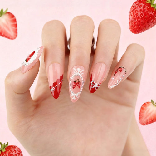 Kreative Erdbeer Nagelkunst Verbesserungen Karnz