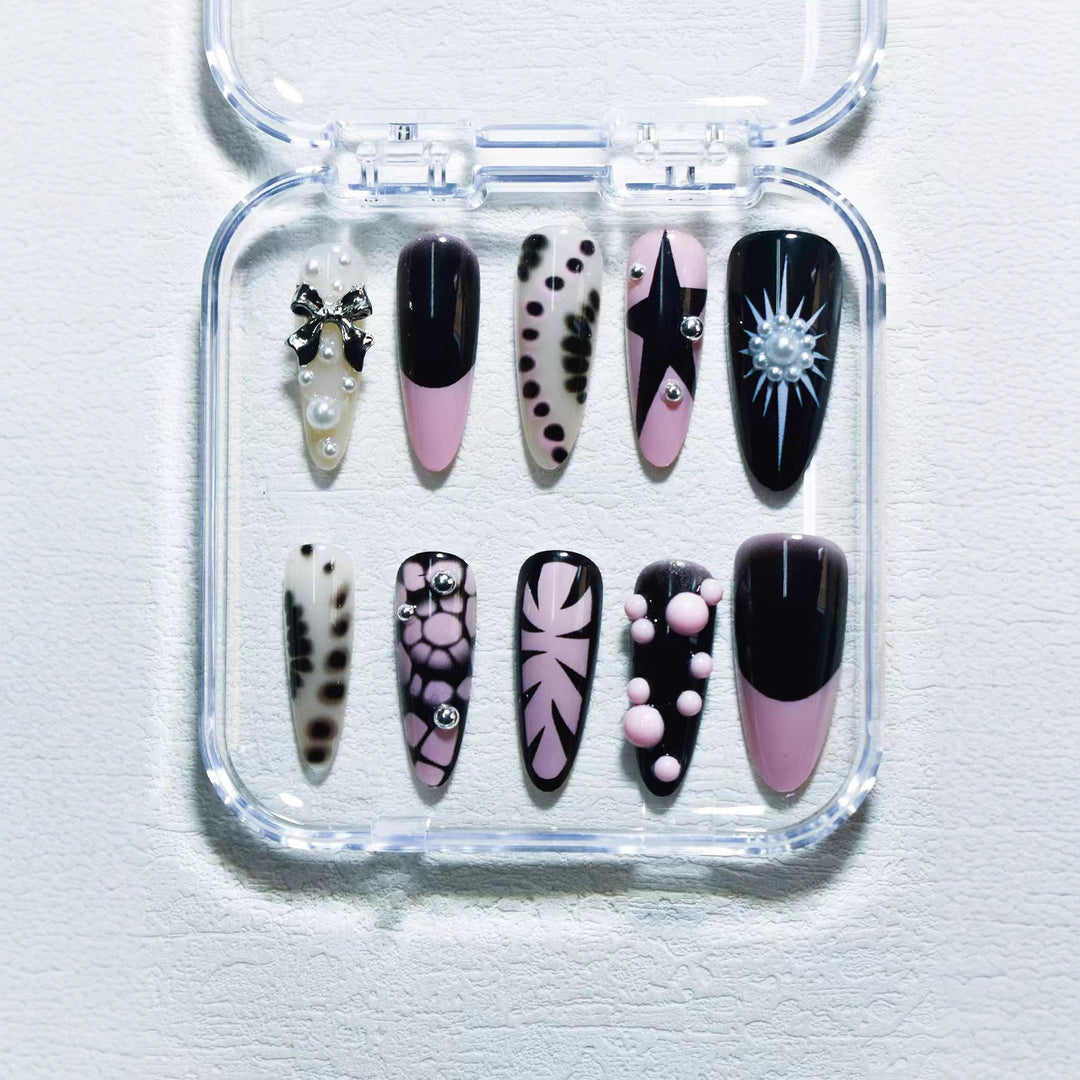Ozean-inspiriertes 3D dekoratives Press-On-Nagel-Set Karnz
