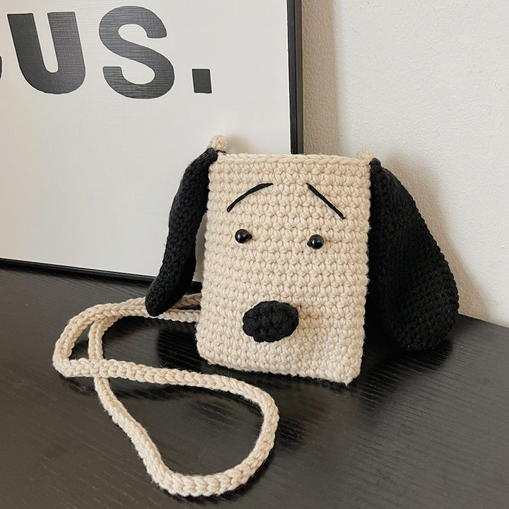 Süße hunde-themed Häkel-Crossbody-Tasche