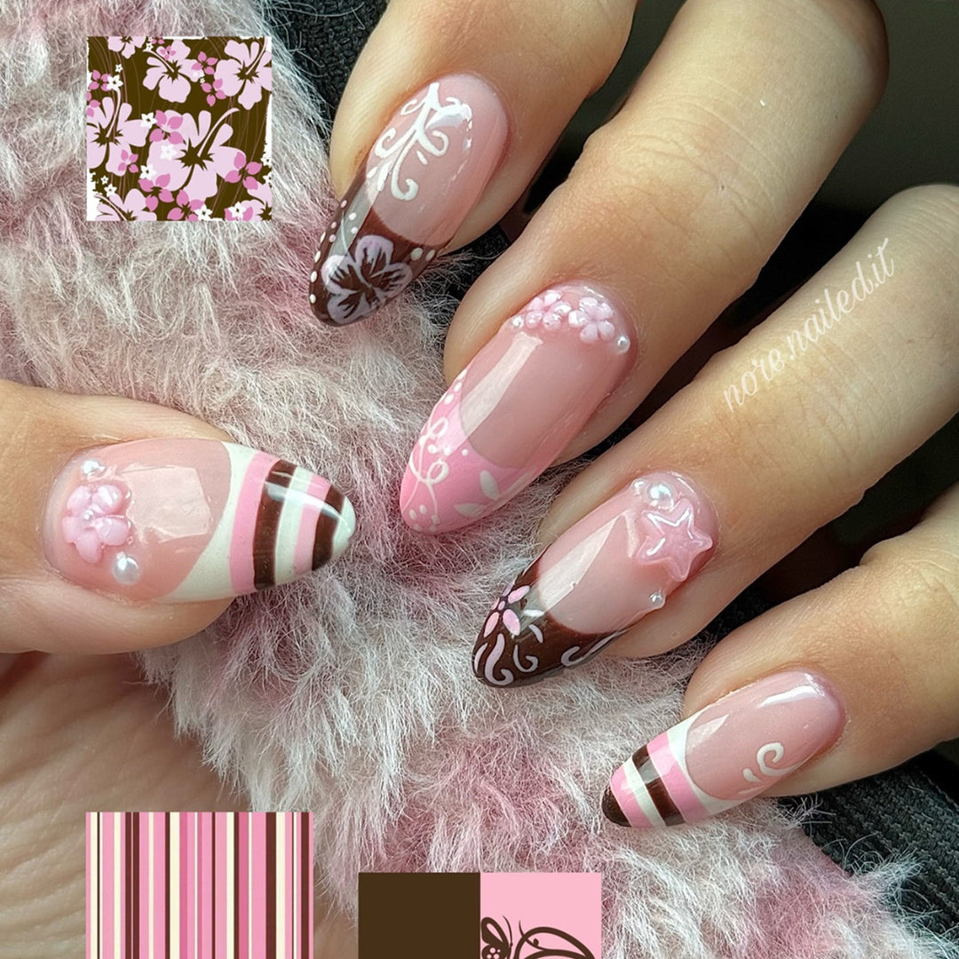 Künstlerische Blumen Press-On Nagelspitzen Karnz