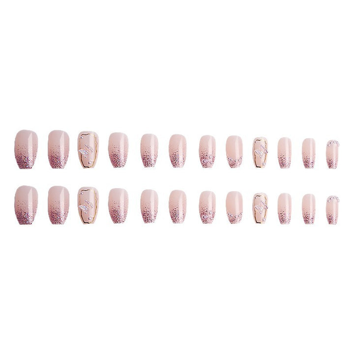 Dekoratives Schmetterlings-Press-On-Nagel-Set