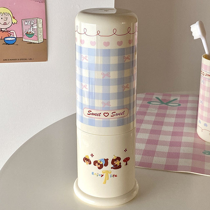 Stilvoller Zahnbürstenhalter mit Verspieltem Karomuster Karnz