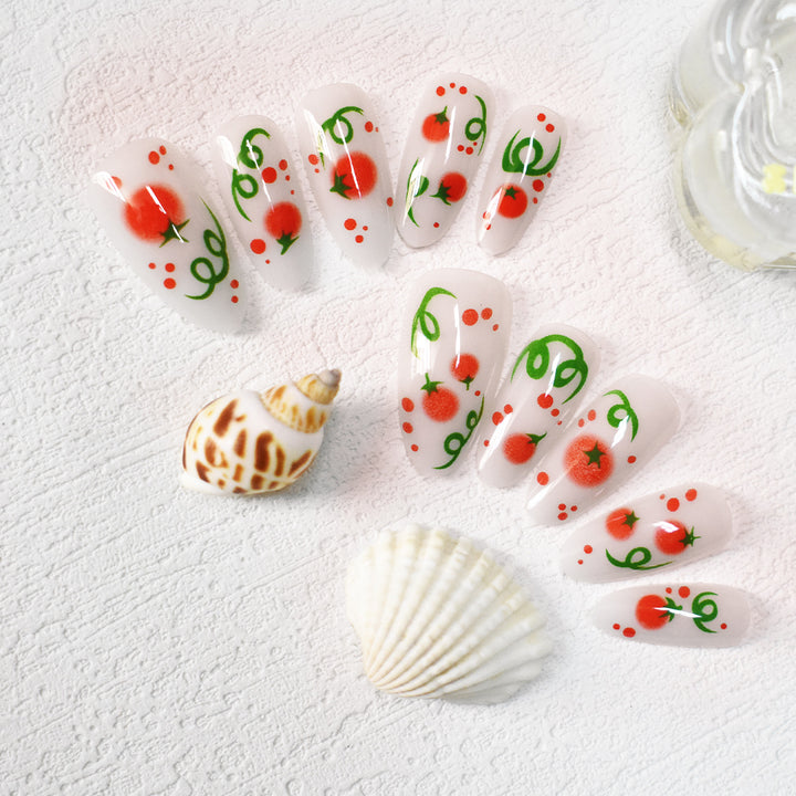 Themen Press-On Nagelkunst mit Tomatenmuster Karnz