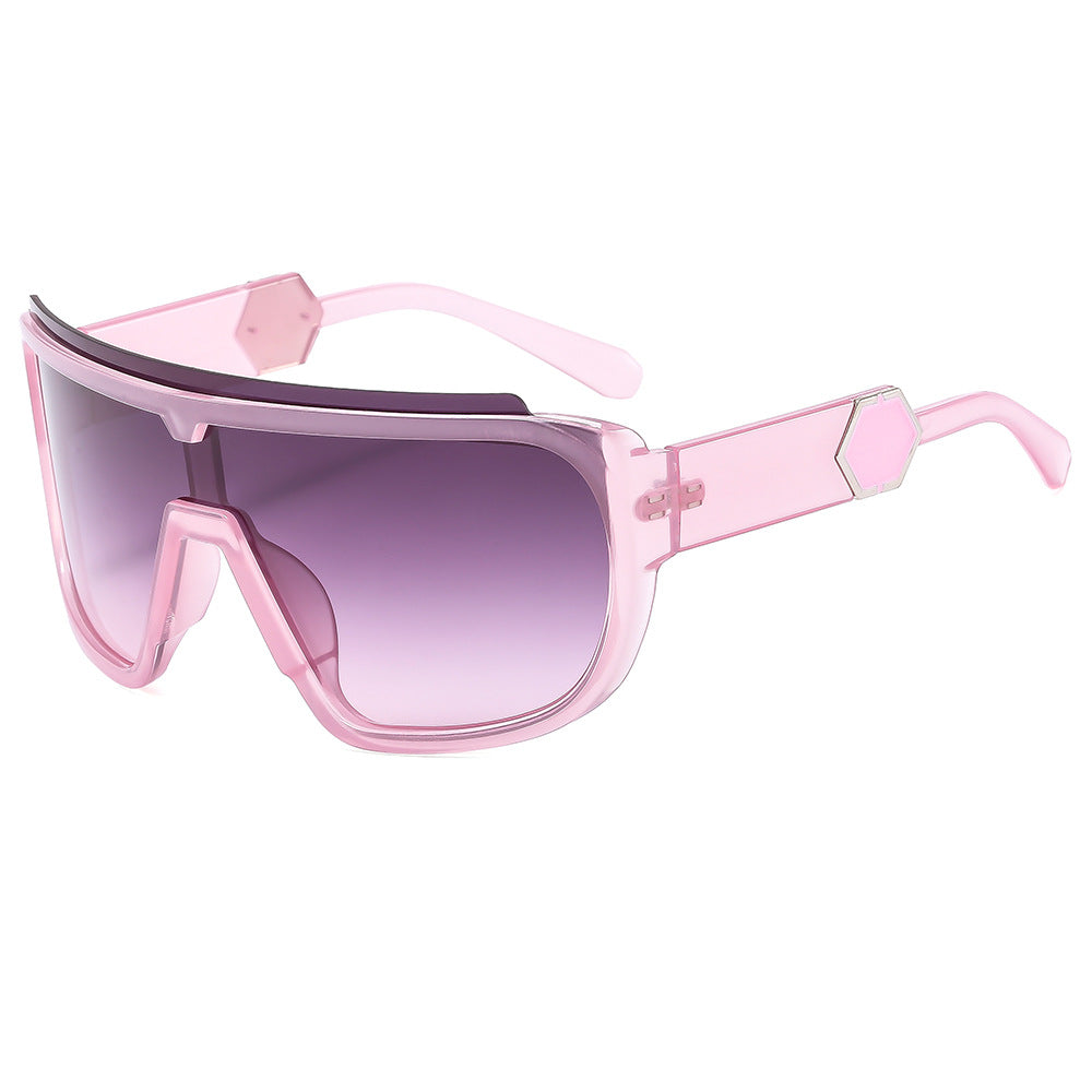 Damen sportive Sonnenbrille mit futuristischem Design und breiter Front Karnz