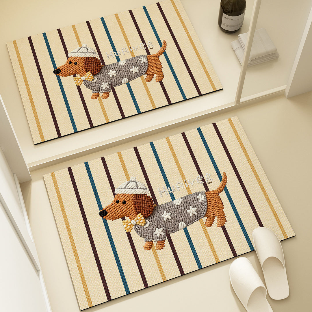 Verspielt geformte Badmatte in Hundeform