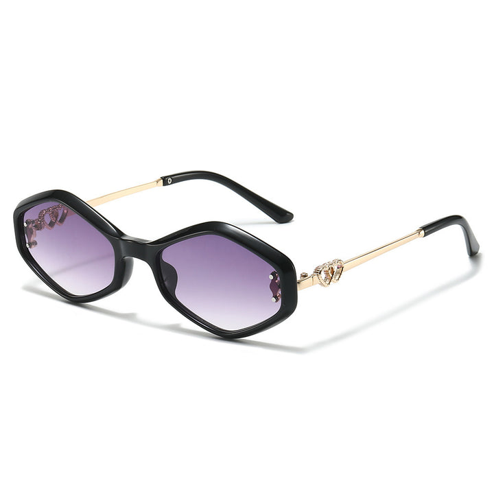 Geometrische Rahmen-Sonnenbrille mit Strass-Akzenten Karnz