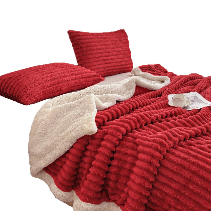 Luxuriöse Plüsch Streifen Fleece Decke