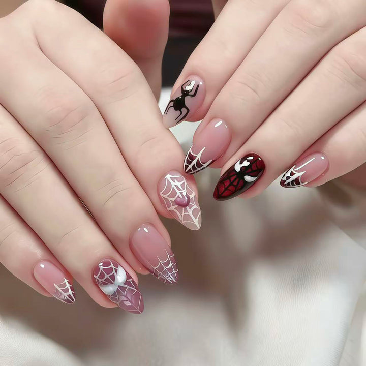 Themen Press-On Nagel Set mit Spider Design