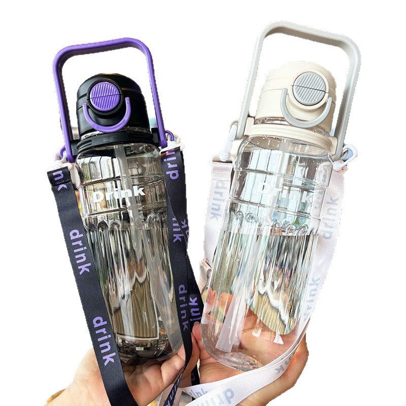 Damen große transparente Trinkflasche mit integriertem Tragegriff Karnz