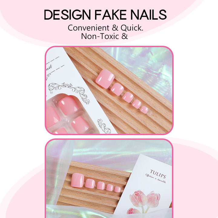 Glänzende Press-On-Fußnägel mit natürlichem Finish Karnz