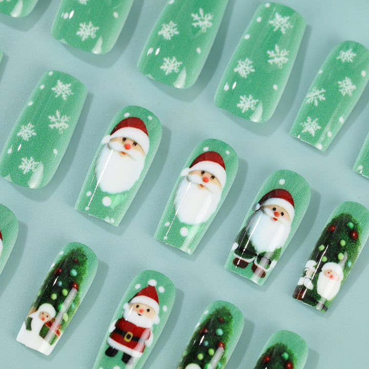 Glitzernde Kunstnägel im festlichen Weihnachtsdesign Karnz