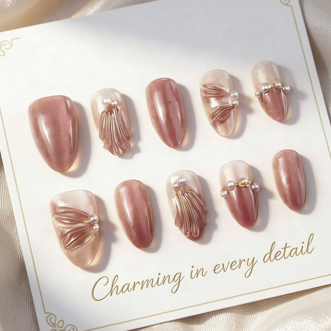 Elegantes Detailliertes Press-On-Nagelset mit Stilvollen Akzenten Karnz