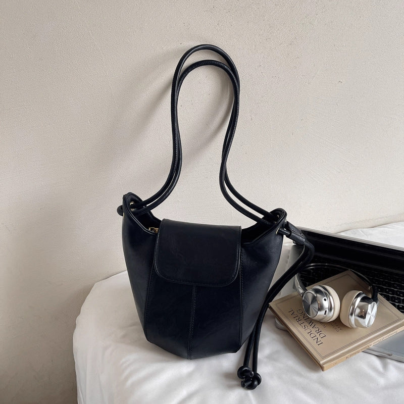 Vintage-inspirierte weiche Leder-Bucket Bag Karnz