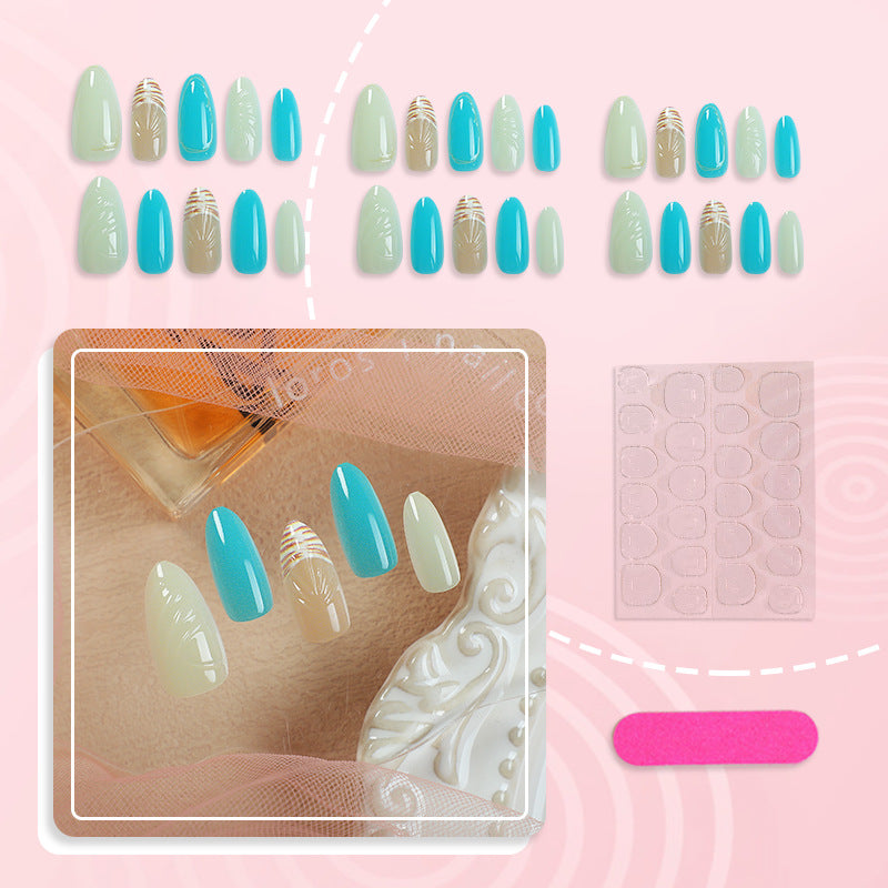 Lebendige vom Ozean inspirierte Press-On Nagelkunst-Set