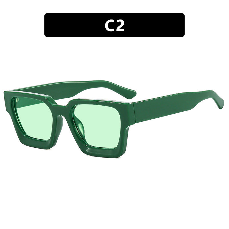 Damen modische quadratische Sonnenbrille mit robustem Rahmen und gelben Gläsern Karnz