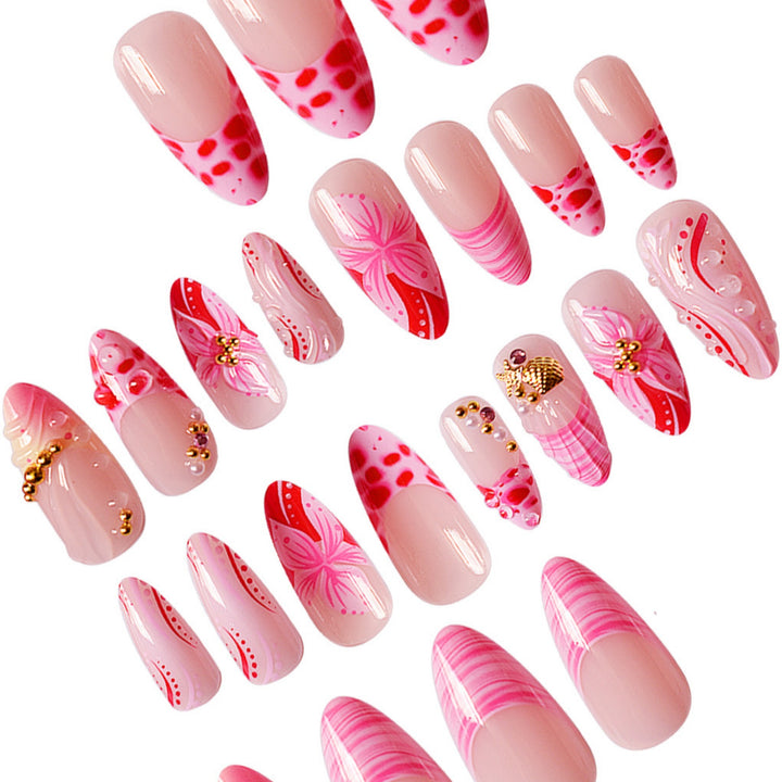 Elegantes 3D-Blumen-Press-On-Nageldesign Karnz