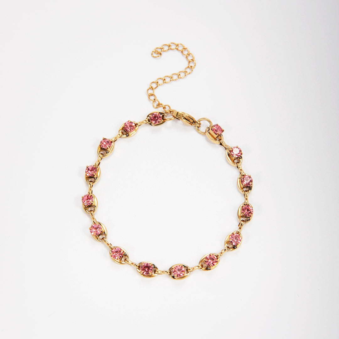 Eleganter Edelstein Akzent Link Armband Karnz