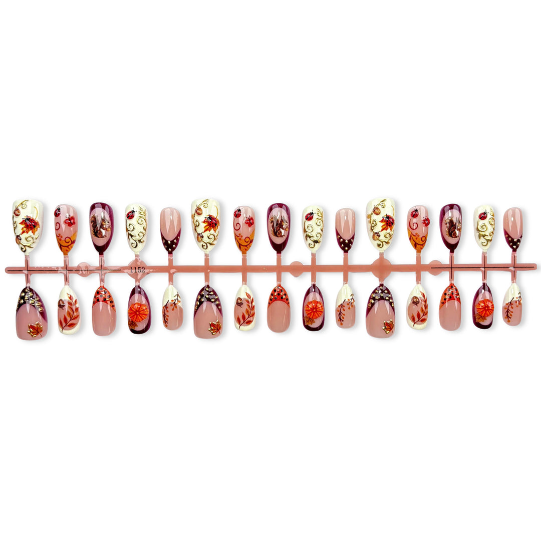 Dekoratives herbstliches Press-on-Nagelkunst-Set