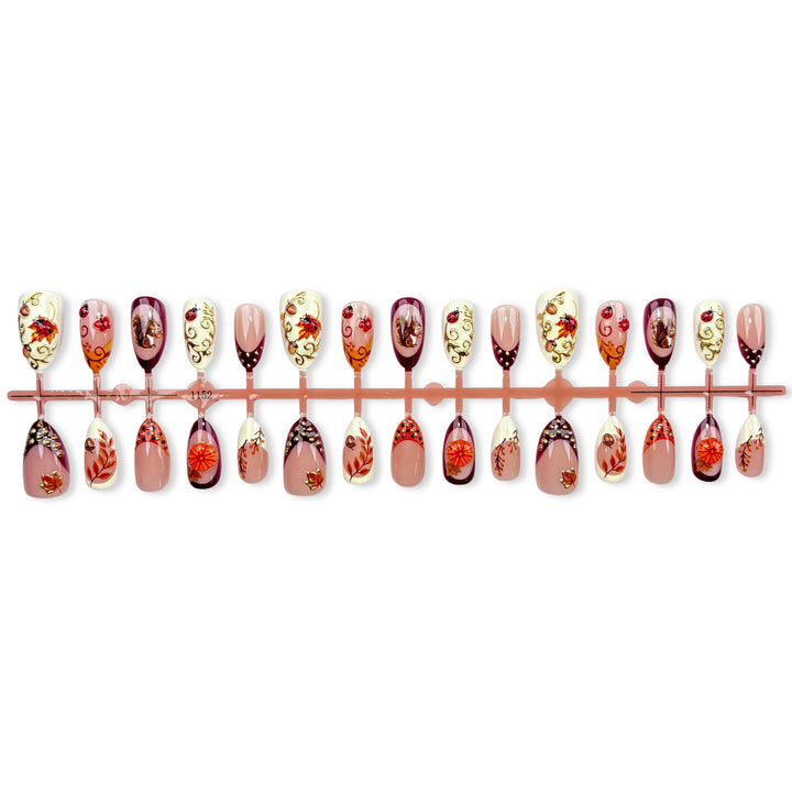Dekoratives herbstliches Press-on-Nagelkunst-Set