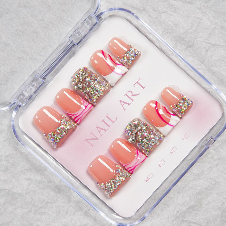 Glamouröses Strass Press-On Nageldesign Set