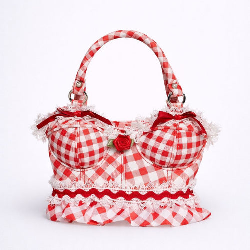Verspielt Gingham Druck Handtasche