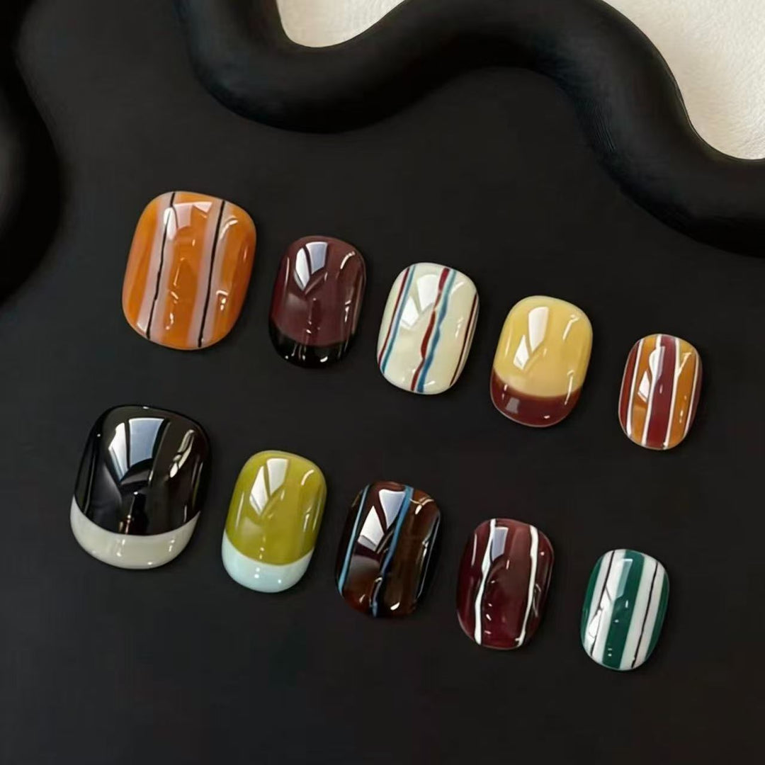 Künstlerisches katzenmotiviertes Press-On-Nagelkunstset Karnz