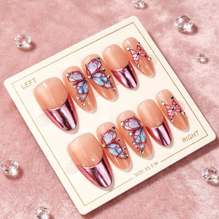 Dekoratives Schmetterlings-inspiriertes Press-On Nagelset