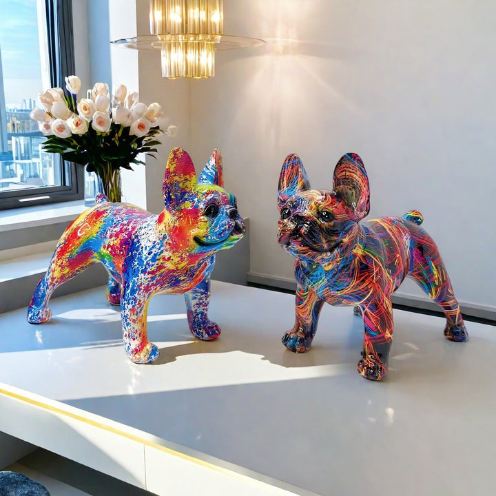 Künstlerische Bulldoggen Skulptur Karnz