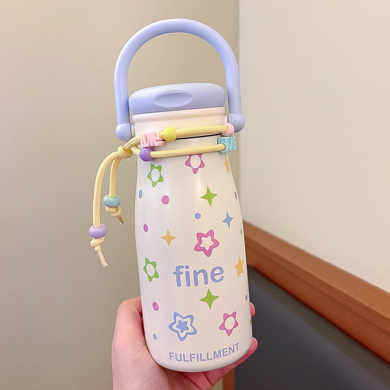 Damen kreative Trinkflasche mit lustigem Design und praktischer Schnur Karnz