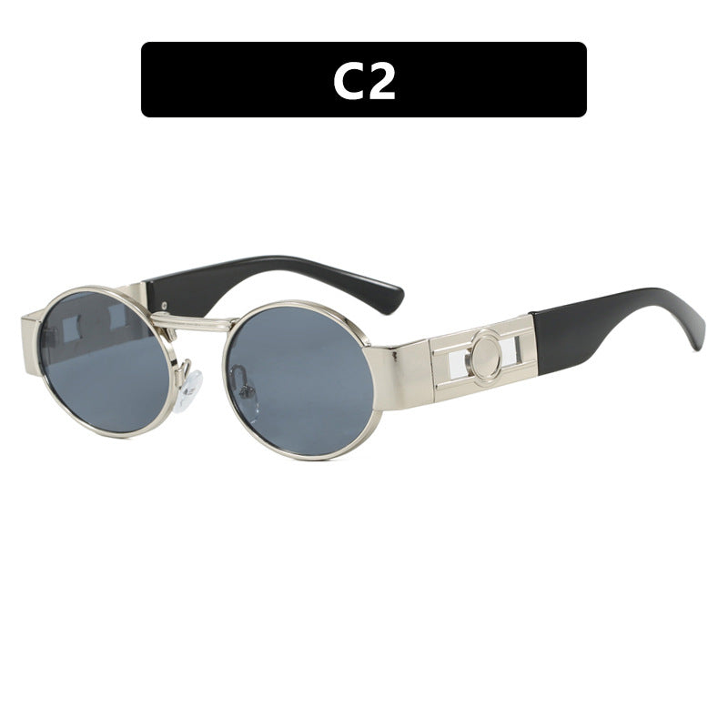 Damen runde Sonnenbrille mit modischem Metallrahmen und UV-Schutz Karnz