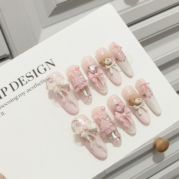Verspielt Dekorative 3D Druck-On-Nagelset