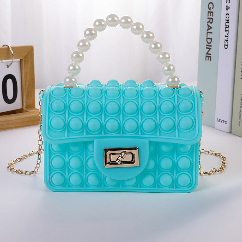 Damen stilvolle Handtasche mit Perlengriff Karnz
