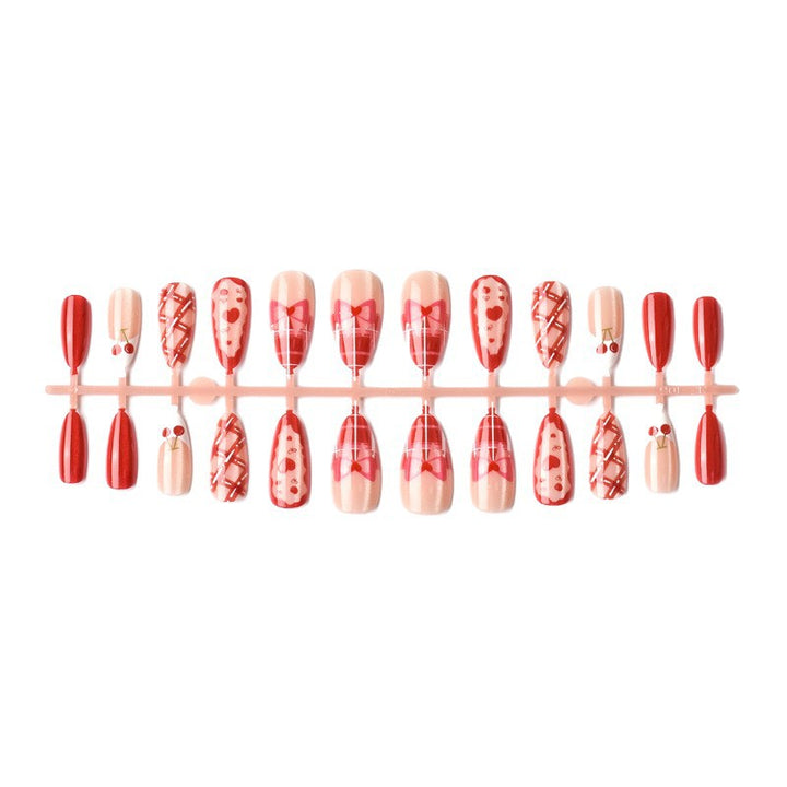 Festliches Kirschen-Themen Press-On Nagelkunst Set