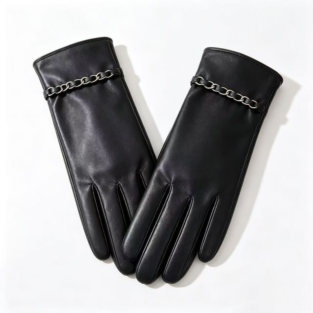Elegante Lederhandschuhe mit Kettendetails Karnz
