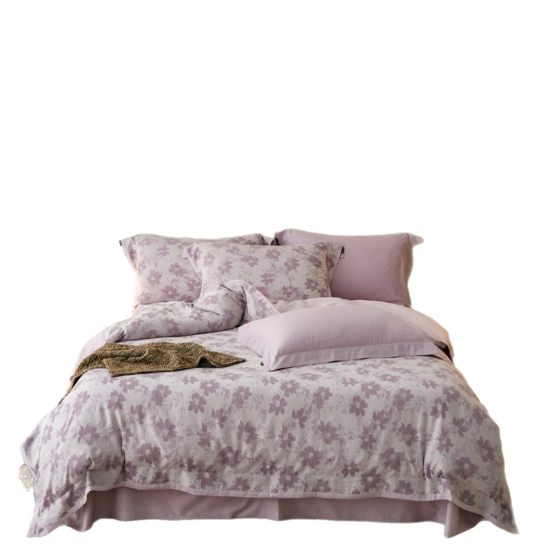 Lavendel Blumen Baumwoll-Percale Bettbezug-Set mit Kissenbezügen