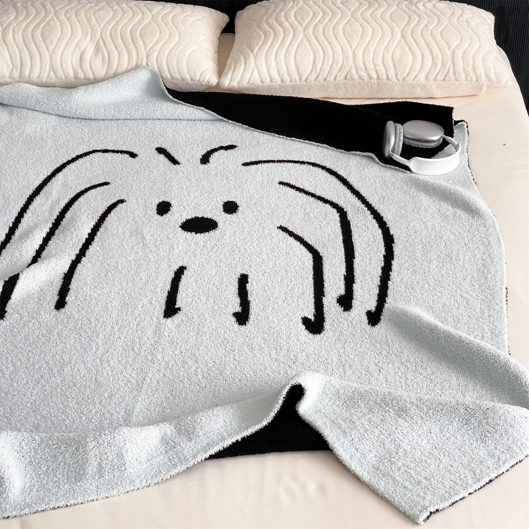 Wendbare Kuscheldecke aus Frottee mit dekorativem Hundemotiv