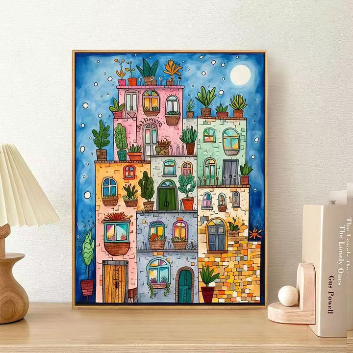 Verspielter Urbaner Landschaft Leinwand Kunstdruck Karnz