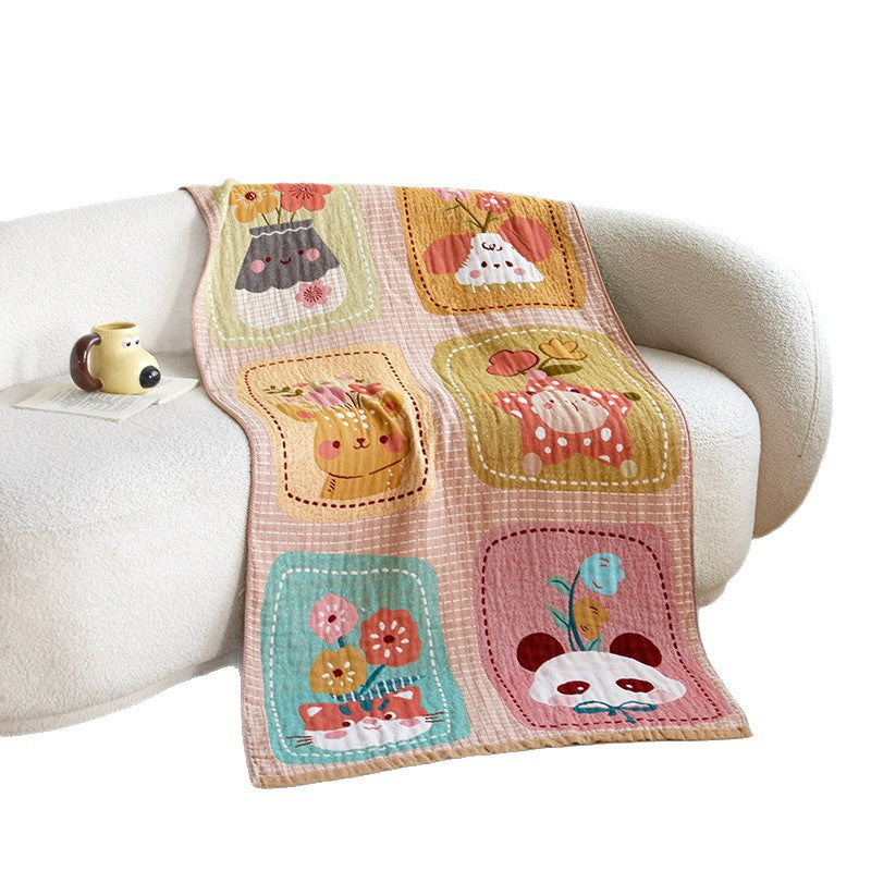 Kuschelige Jacquard-Wohndecke mit niedlichen Hunde- und Katzenmotiven