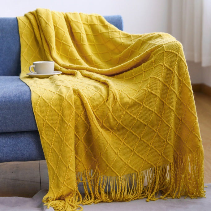 Gemütliche gestrickte Wurfdecke