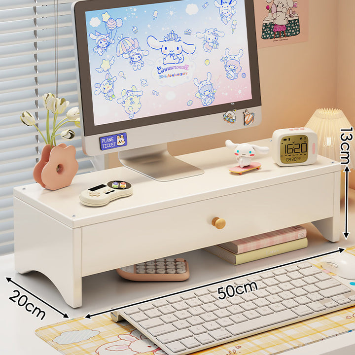 Dual-Höhen Holz Monitorständer und Desktop-Organizer mit zwei Schubladen
